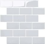 HyFanStr Peel and Stick Backsplash for Kitchen, Self Adhesive Stick on Tiles Splashback, Grey 3D Tile Sticker for Bathroom(Pack of 10)