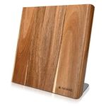 Navaris Wooden Magnetic Knife Holder - Universal Wood Magnetic Block & Organiser for Knives, Scissors, Kitchen Cutlery - Acacia, 27.7 x 27.5 cm