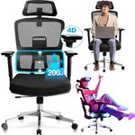 MELOKEA Heavy Duty 440LBS Ergonomic Office Gaming Chair with 6-Position Backrest Height and Seat Depth Adjustment, Auto-chasing Lumbar, 4 Lockable Angles 4D Arm High Back XL 200kg Plus Size Big & Tall