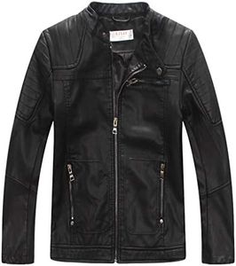 LJYH Boys' Faux Soft Leather Jackets Children Biker Outerwear Coats Black 3/4yrs
