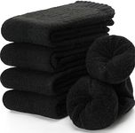 EBMORE Men Wool Merino Socks for Winter Thermal Warm Thick Hiking Boot Heavy Soft Cozy Socks for Cold Weather 5 Pack(Black-5pairs)
