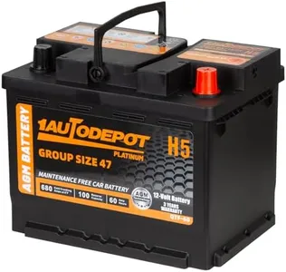 1AUTODEPOT BCI Group 47 Car Battery, 12V 60Ah Size H5 Automotive Battery Premium Maintenance Free AGM Batteries, 680CCA, 100RC