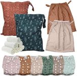 Mama Koala 3.0 Baby Cloth Diapers with 6 Inserts Bundle, with 2 Pack Wet Dry Bags, and 2 Waterproof Pail Liners