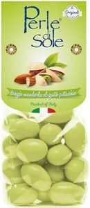 Perle di Sole Pistachio Chocolate Almonds - White Chocolate Covered Almonds - Made in Italy Dragées - Italian Gourmet Artisan Candy, Perfect as a Gift or for Weddings and Celebrations (5.3 oz | 150 g)