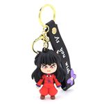 Daiyamondo Creative Amazing Elegant 3D Silicone Premium Key rings With Long Bow Suitable For Car Bike Keychains, Bag Charms, Gifts, Bag Pendant (Red Angry Inu Man)