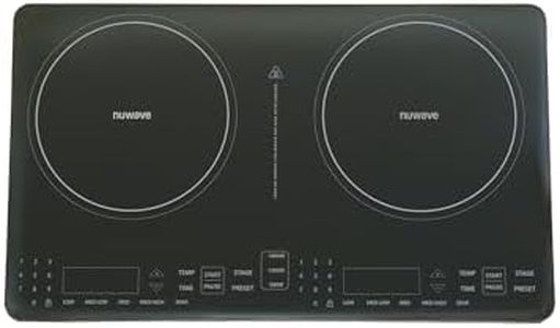 Nuwave PIC Double, Portable, Powerful 1800W with 2 Large 8” Heating Coils, Independent Controls, 94 Temp Settings from 100°F to 575°F in 5°F Increments, 11.5” Shatter-Proof Ceramic Glass Surface