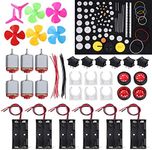 6 Set DC Motor Kit, Mini Electric 1.5-3V 24000RPM Mini Motor with 86 Pcs Plastic Gears 6 x AA Battery Holder Motor Mounting Bracket Boat Rocker Switch and Shaft Propeller for DIY Science Projects