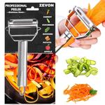 ZEVON® Kitchen Peelers for Vegetables and Fruits, Double-Edged Julienne and Serrated Blades, Stainless Steel (2 in 1)(Multi Colour)
