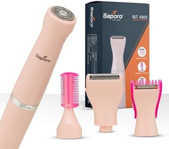 Saporo 4-in-1 Rechargeable Multi Trimmer for Women - Hair Remover for Full Body, Face, Leg, Eyebrow, Underarms, Bikini Shaver - Detachable Blades - 60mins Runtime - Electric Razor - SLT 4203