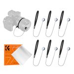 K&F Concept 6 Pack Lens Cap Leash, Elastic Lens Cap Keeper Holder Prevent Lens Cover Lost String with Cleaning Cloth Compatible with Canon Nikon Fuji SLR Digital Camera String Strap