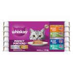 WHISKAS Perfect Portions Wet Cat Food Paté and Cuts in Gravy - Chicken - Chicken & Liver - Tuna - Salmon - 75g (24 Pack)