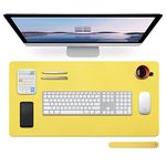 Beatcreat Desk Pad,Large Mouse Pads,Office Desk Pad,Desk Protecor Mat,27.5" x 13.7"Desktop Mat,Writing Pad,Computer Desk Mat, Laptop Mat for Desk,Leather Desk PadProtector,Yellow