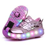 Aizeroth USB Recharge Multiple Colour LED Roller Skate Shoes Automatic Retrectable Technical Skateboarding Skates Cross Trainers Multisport Outdoor Running Sneakers for Boys and Girls Novel Gift