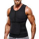 Nebility Neoprene Sauna Suit for Men Waist Trainer Vest Zipper Body Shaper with Adjustable Tank Top (XL, Black)