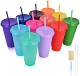 Reusable Plastic Cups with Straws &