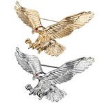 Huture 2PCS Men's Brooch Suit Pin Brooch Buckle Collar Lapel Pin for Men Shirt Collar Pin Gold and Silver Eagle Brooch Metal Brooch Pin Clips for Women Suit Tuxedo Tie Hat Scarf Decoration