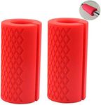 IADUMO Barbell Thick Bar Grips - Weightlifting Bar Grips Standard Dumbbell Handles Stress Relieve Barbell Hand Protector, Pair of Pull Up Tape Arm Blaster Adapter for Sports Workout (Red)