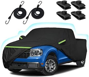 Truck Car Cover for 2021-2023 Ford Maverick, 210T Sun Rain UV Dust Snow Protection Waterproof 4.5 Feet Bed Pickup Covers with Zipper Door & Windproof Bands for Ford Maverick XL/XLT/Lariat-(Black)