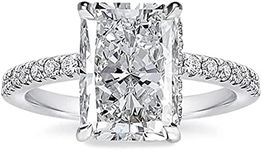 Effinny 3.5 Carat Radiant Cut Engagement Ring,Simulated Diamond White Sapphire Promise Ring for Women in 925 Sterling Silver(Size:8.5)