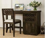 FURNITUREWALLET Sheesham Wood Writing Study Table with Chair Office Desk for Living Room (Walnut Finish)