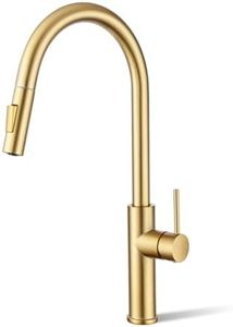 ACA International 2 Mode Pull Out Kitchen Mixer Tap Swivel Gooseneck Laundry Sink Taps Faucet Kitchen Tap(Brushed Yellow Gold)