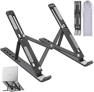 Tukzer (Imported) Foldable Laptop Stand Riser for Laptop, MacBook, Notebook & Tablets up to 17 Inch, 6 Level Height Angle Adjustment, 2X Stronger M-Shape Aluminum Silicone Pads Air Ventilation (Grey)