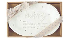 Mud Pie Happy Definition Plate, 7 1/2" x 10 1/2", White