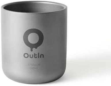 OutIn Ultralight Titanium Coffee Cup, Camping Mug for Backpacking & Hiking, Double-Wall Insulated Pure Titanium Cup, Flavor-Safe & Durable, Compatible Nano Espresso Machine(220ml,78g)