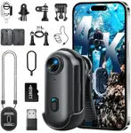 4K Mini Body Camera, Wearable Action Body Cam, Sports Action Camera，Thumb Size Hands-Free Recording Body Worn Camera, Premium Portable Camcorder Mount Anywhere for Work, Travel,Fishing(Black-128G)