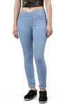 ADBUCKS Women's Denim Slim Fit Mid Rise Stretch Jeggings (Icyblue, 36)