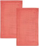 Hawmam Linen Coral Orange Bath Mats, 21 x 34 inches, Pack of 2-100% Ring Spun Cotton,[Not a Bathroom Rug] Banded Design, Highly Absorbent, Machine Washable for Bathroom Floor Towel