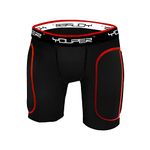 Youper Boys Youth Padded Sliding Shorts with Cup Pocket for Baseball, Football, Lacrosse, Black Red, L