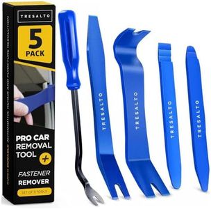 Tresalto Auto Trim Removal Tool Kit - 5pcs (No Scratch Plastic Pry Kit), Door Panel Removal Tool, Car Clips, Push Rivets, Molding, Dashboards, Interior Trim Tools, Blue