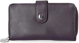 Nautica Womens - Be Shore Vegan Leather RFID Wallet - Zip Around Clutch Large Slim Phone Case and Multi-Card Organizer (Plum)
