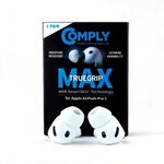 Comply TrueGrip MAX | Premium Memory Foam Replacement Earbud Tips for Apple AirPods Pro Gen 3 | Long Lasting Comfort, MAX Durability, Secure Fit, Superior Noise Isolation| White (Large) (1 Pair)