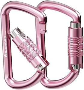 FresKaro 3inch Locking Carabiner Clips with a Twist Auto Lock, Heavy Duty Rated 2698lbs, Lightweight & Rustproof 7075 Aluminum, for Hammocks, Yoga Swings, Camping, Keychain or Backpacks. 2pcs, Pink.