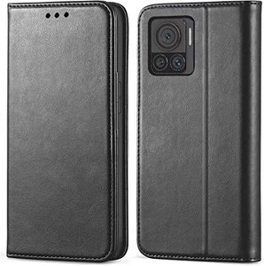 FORZARMOR for Motorola Moto Edge 30 Ultra 5G (6.67 Inch) Case Wallet Cover PU Leather Pockets Shockproof Magnetic Flip Card Holder (Black)