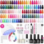 Beetles 86 Pcs Gel Nail Polish Kit with U V Light 55 Colors Gel Nail Kit for Beginners with Everything at Home Gel Polish Manicure Summer Rainbow Nail Art Jelly Nails Emotional Spectrum Collection