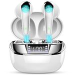 Wireless Earbuds, Bluetooth 5.2 Headphones Mini Wireless Headphones In Ear with Mic, 50H Deep Bass Wireless Earphones Noise Cancellation IP7 Waterproof Bluetooth Earbuds LED Display/Touch Control uaue