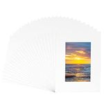 Photoys Pack of 25 Acid Free Core Bevel Cut Photo Mat Mattes with Backing Board and Clear Bag (White, 11"x14" for 8x10" Photo)