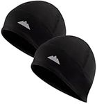 Skull Cap Helmet Liner Running Beanie - Winter Thermal Under Helmet Cycling Head Hat - Ultimate Moisture Wicking Performance, 2 Pack: Black, One Size