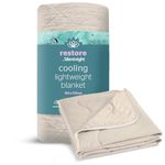 Silentnight Restore Cooling Blanket - Lightweight Comfortable Breathable Cool Summer Blanket for Night Sweats Hot Flushes Menopause - Throw for Sofa & Bed Prevents Overheating - 152x178cm - Natural