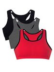 Fruit of the Loom Women's Built Up Tank Style Sports Bra, RED HOT W.BLK/Charcoal/Black, 36, Red Hot with Black/Charcoal/Black, 36