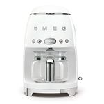 Smeg DCF02WHUK Drip Coffee Machine, Auto-Start Mode, Reuseable Filter, Digital Display, Anti-Drip System, Aroma Intensity Option, 1.4 Litre Tank, White