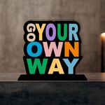 Giftplease Wooden Idols and Figurine Go Your Own Way Quotes Table Decoration for Office Desk | Home Decor Item | Living Room | Modern Art Wood Showpiece Gift Item (TP-55)