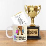 TIED RIBBONS Fathers Day Gift for Dad from Daughter Son Trophy Award with Ceramic Tea Coffee Mug (325 ml) and Greeting Card Hamper Gifts for Father Papa Daddy Anniversary Birthday Retirement