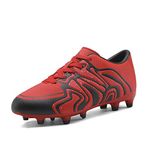 DREAM PAIRS Big Boys Girls Athletic Soccer Football Cleats Shoes 160472-K Red Black Silver Size 5 M US Big Kid