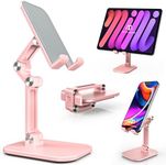 APPHOME Cell Phone Stand for Desk Foldable Holder, Taller iPhone Stand Compatible-Pink-1