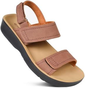 AEROTHOTIC Comfortable Sports Sandals for Women Athletic Outdoor Walking Hiking Water Cushioned Memory Foam Adjustable BackStrap Beach Sandals with Arch Support (Renee Brown, Size 6)