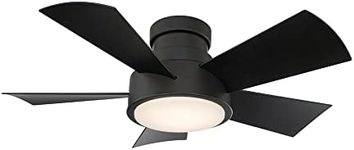 Vox Indoor and Outdoor 5-Blade 38in Smart Flush Mount Ceiling Fan in Matte Black with 3000K LED Light Kit and Remote Control works with Alexa and iOS or Android App